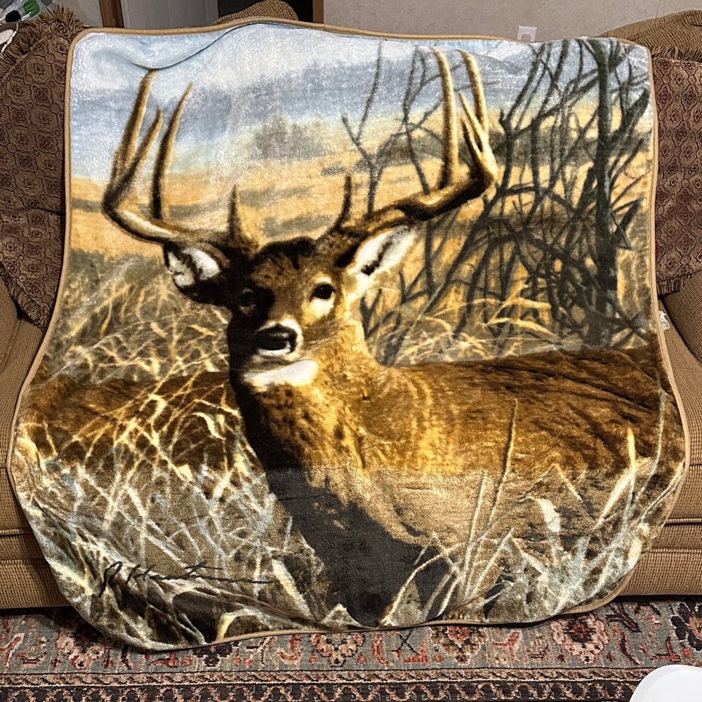 Wildlife Deer Print Throw Blanket - Brown and Tan-2 Available-$15 each